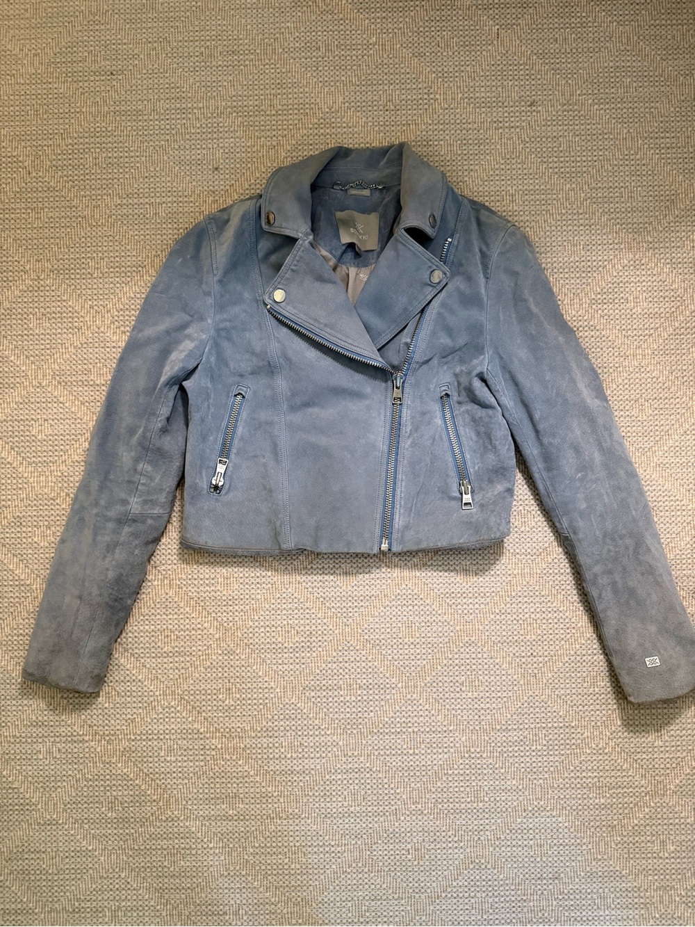 Suede Moto Jacket - Slate Blue